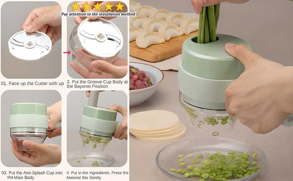 4-in-1 Wireless Electric Vegetable Chopper โ Portable & Rechargeable