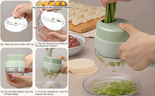 4-in-1 Wireless Electric Vegetable Chopper – Portable & Rechargeable